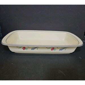 Lenox Chinastone Poppies On Blue 13 7/8" Rectangular Baker RARE vintage